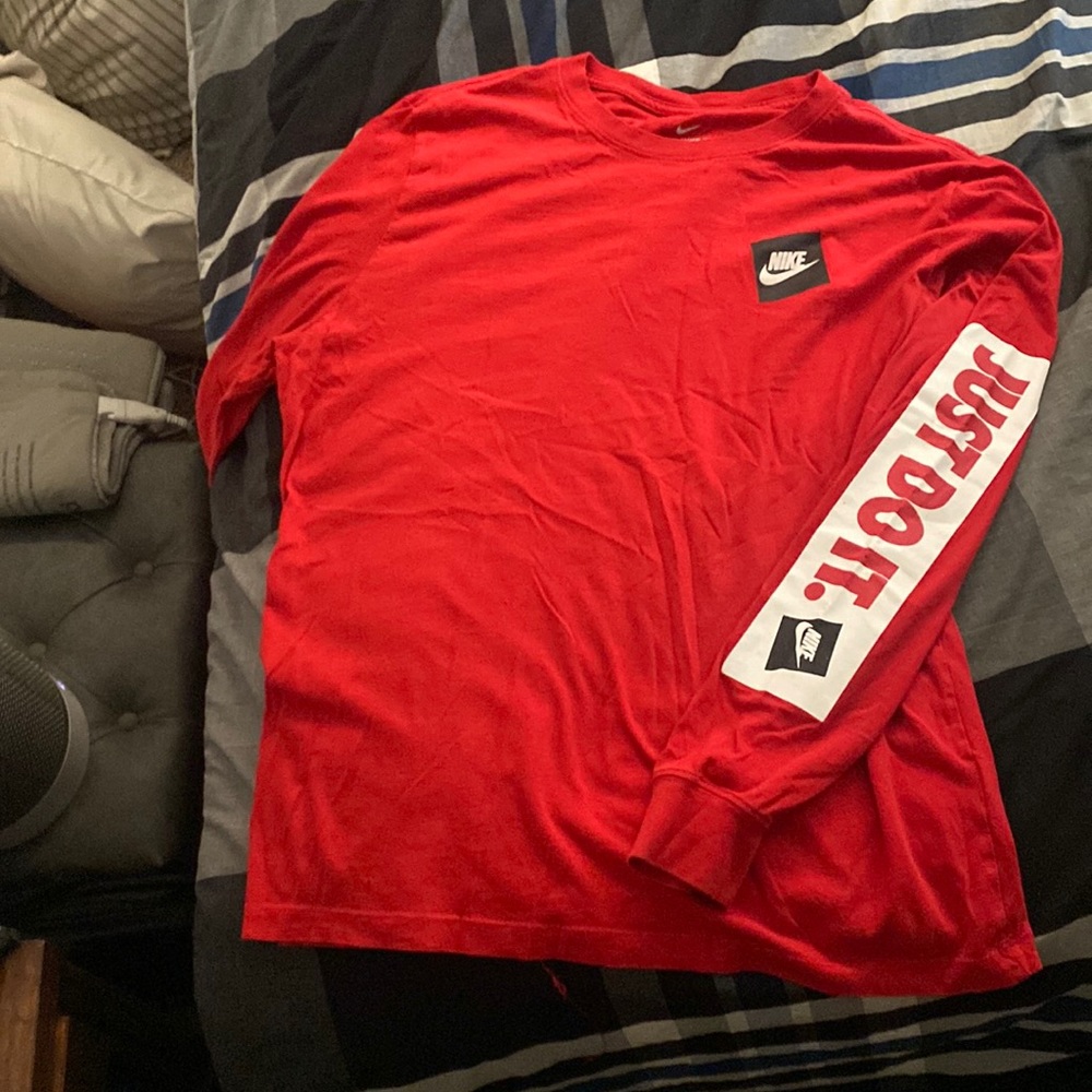 Men’s Red Nike long sleeved “ just do it “ shirt! ..XL..